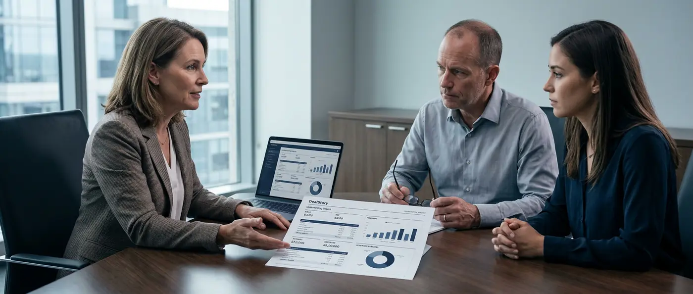 A prepared deal sponsor walks a lender and investor through a detailed underwriting report
